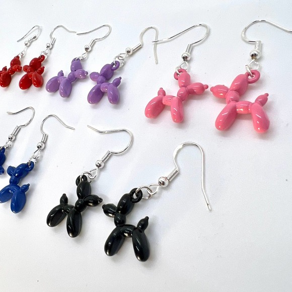 Balloon Animal Earrings - Puppy Dog Earrings - Clown Earrings - Party Earrings - Picture 2 of 10